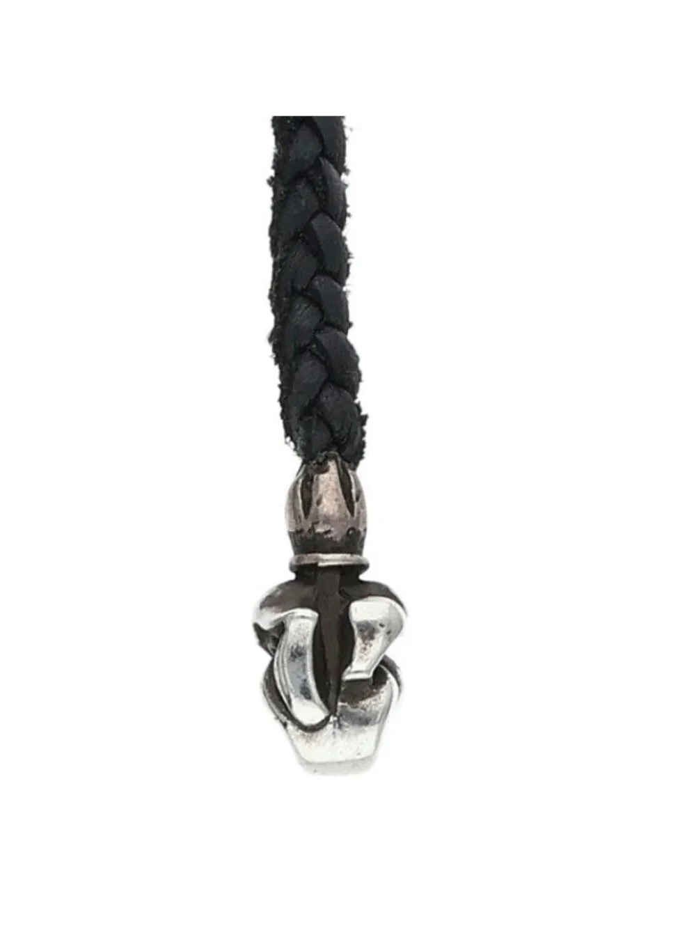 Chrome Hearts Leather Braid Lip and Tan Silver Necklace
